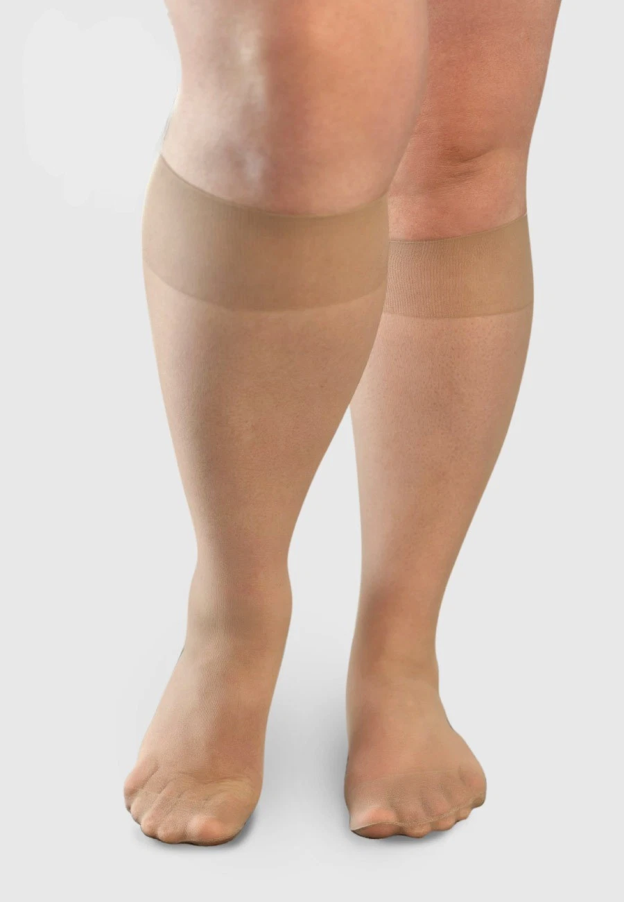 Albers Large Sensitive Plus Size 20 Denier Extra Wide Soft Top Knee Highs UK XXL