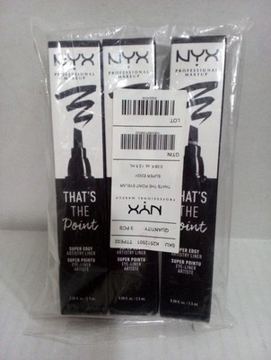 New NYX That's The Point Liquid Eyeliner Super Edgy BLACK  3-PACK (NX1)
