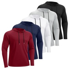 Men's 5 Pack UPF Sun Protection Long Sleeve Hoodie Shirts for Fishing Sports