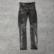 Spanx Faux Leather Moto Leggings Womens Medium Black High Rise Shaping Ankle