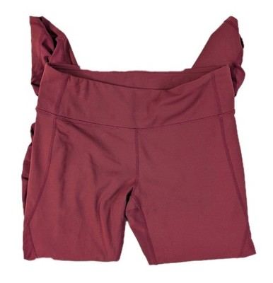 Fabletics PureLuxe Leggings Womens Small Maroon Ruched Mid Rise 7/8 Athletic