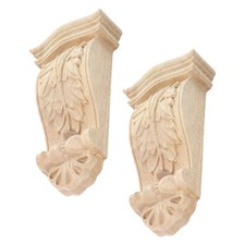 2 Pcs Rustic Carved Wooden Corbels European Style Roman for Home