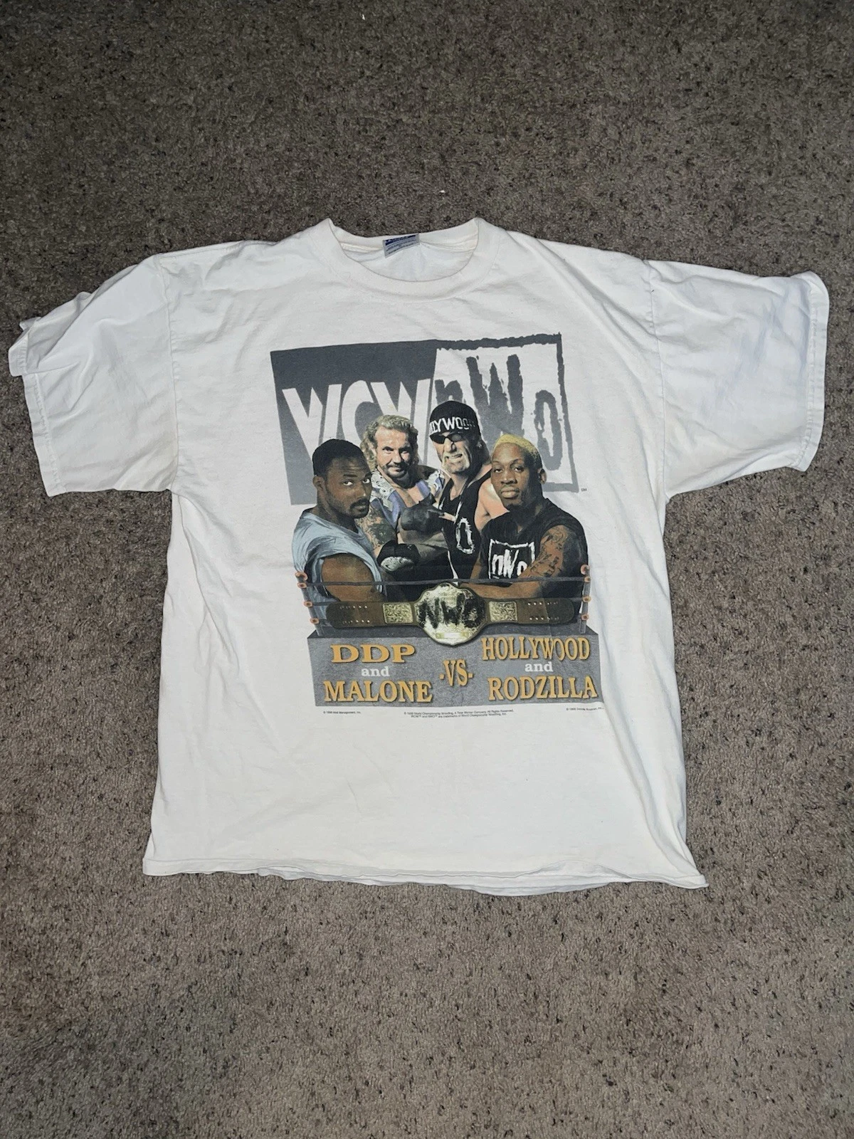Vintage 1998 WCW Bash At The Beach DDP Malone Hogan Rodman WWF Wrestling Shirt