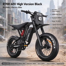 Bluvall 3000W 60V 30Ah 20" Fat Tires 35 MPH 7 Speed Electric Bikes for Adults US