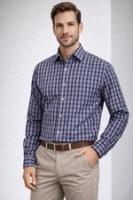 Peter Millar Plaid Long Sleeve Button-Down Shirt Blue Purple Men s Medium