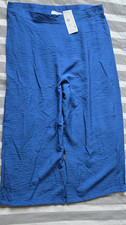 Primark Electric Blue Cropped Trousers Flat Front Large size 14 / 16