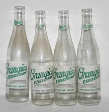 4 Vintage Orangico Beverages 2-Color ACL Soda Pop Bottles 10oz