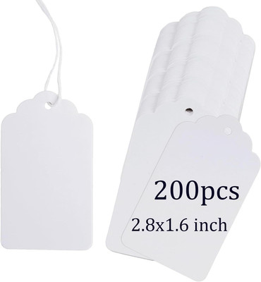 200Pcs Gift Tags with String Attached 2.8X1.6 in White Price Tags |