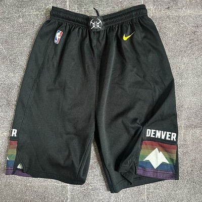 Mens Nike Dri Fit Denver Nuggets Black Rainbow City Edition Swingman Shorts Sz S