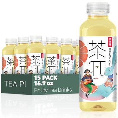 Tea PI Jasmine Green Iced Fruit Tea with Grapefruit, 16.9 Fl Oz (15 Pack)