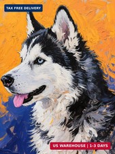 Siberian Husky Dog Diamond Art Painting Kits for Adults, Animal 5D Full Drill Ge