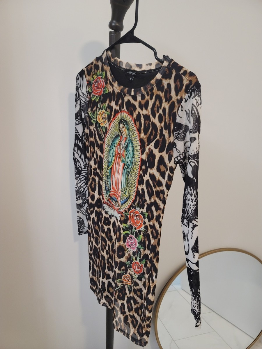 knee length dresses for ladies Ed Hardy Skull Dagger Mesh Tee Dress – DTLR
