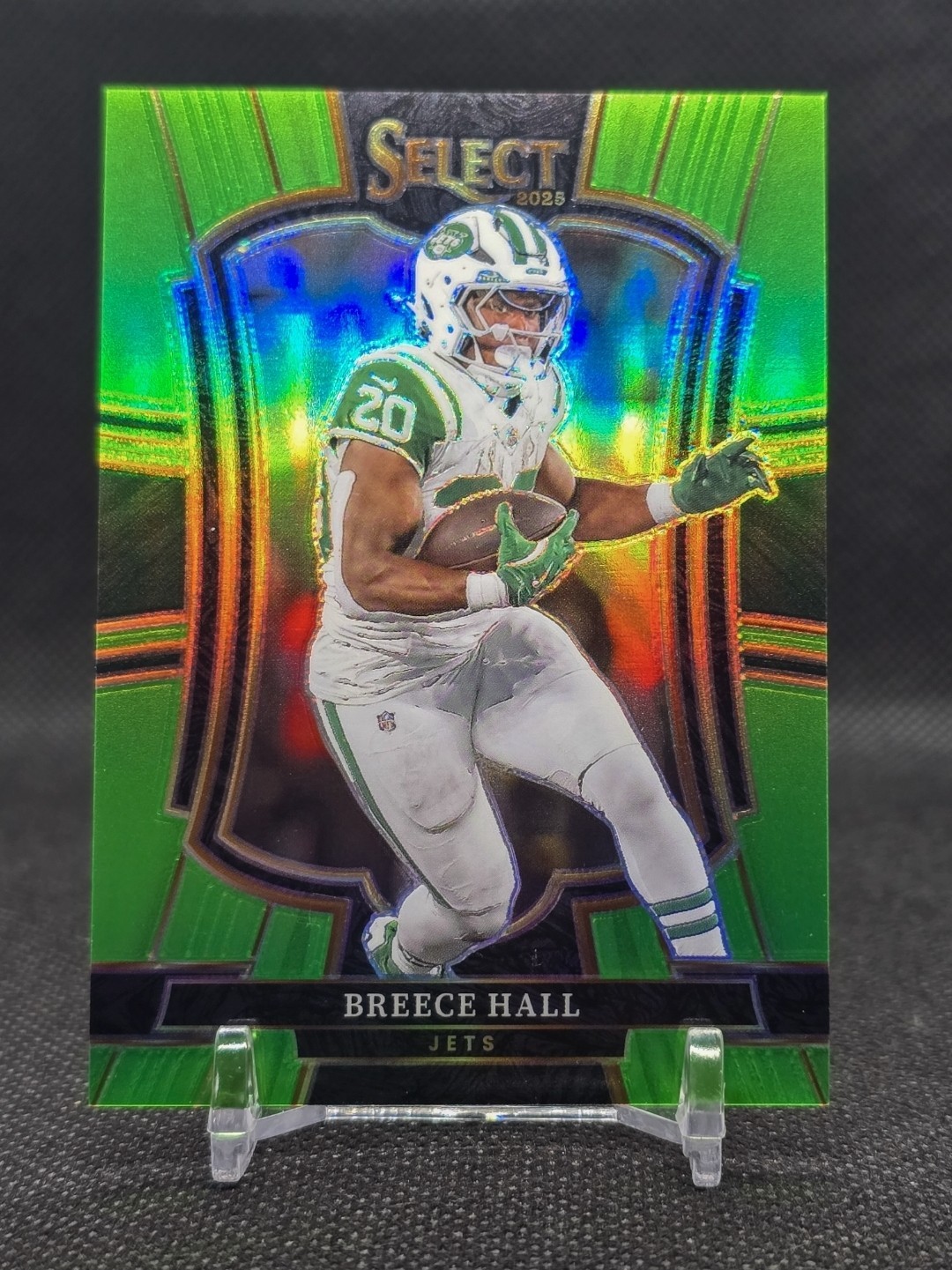 2025 Panini Select Breece Hall Neon Green Prizm /49 (40/49) Premier Level Jets