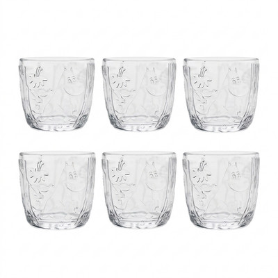 MOOMIN ARABIA - Mystical Forest CLEAR 9.9oz  GLASS TUMBLER - SET of 6
