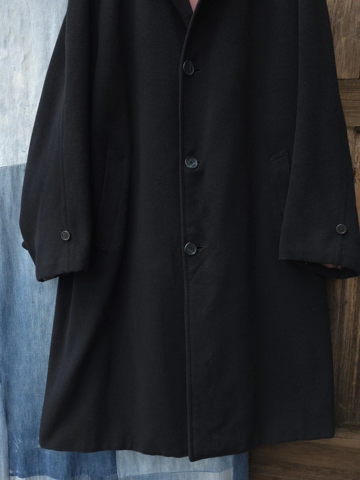 Vintage 1950s M.E. Alexander Co. Black Cashmere Raglan Sleeve Overcoat Men's L - Image 3 of 4