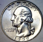 1959d BU ++ Washington Quarter Silver Uncirculated Coin NICE LUSTER LOT #4   NR