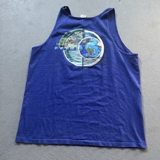 Vintage Speedo Tank Top Earth Graphic 90s Swimwear Single Stitch Style Size XL