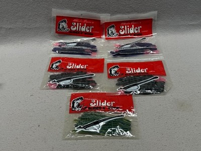 Charlie Brewer 4 inch Slider Worms, 5 Packs of 10, 50 worms, Free Ship