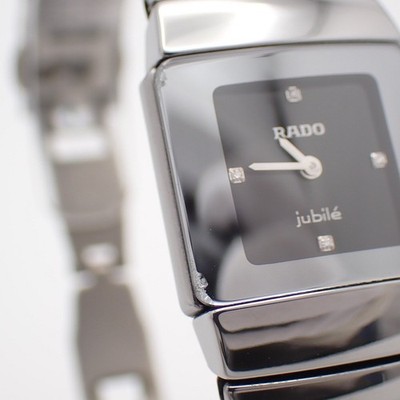 Rado Watch Diastar Jubilee Ceramic Quartz Ladies' 4P-Diamonds Black Dial