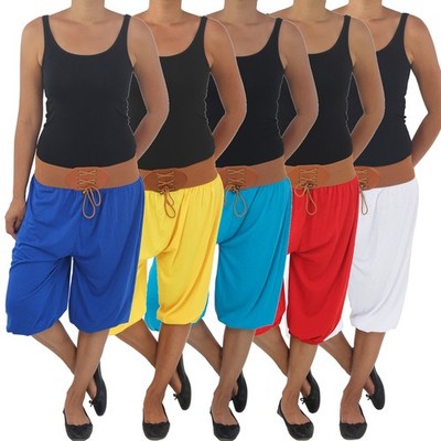Sommer 3/4 Capri 7/8 Harems Aladin Pluder Pump Hose Bermuda Shorts kurze Hose 