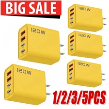 120W 4-Port USB C Fast Wall Charger Block All Cell Phone 16 15 13 11 X iPad lot