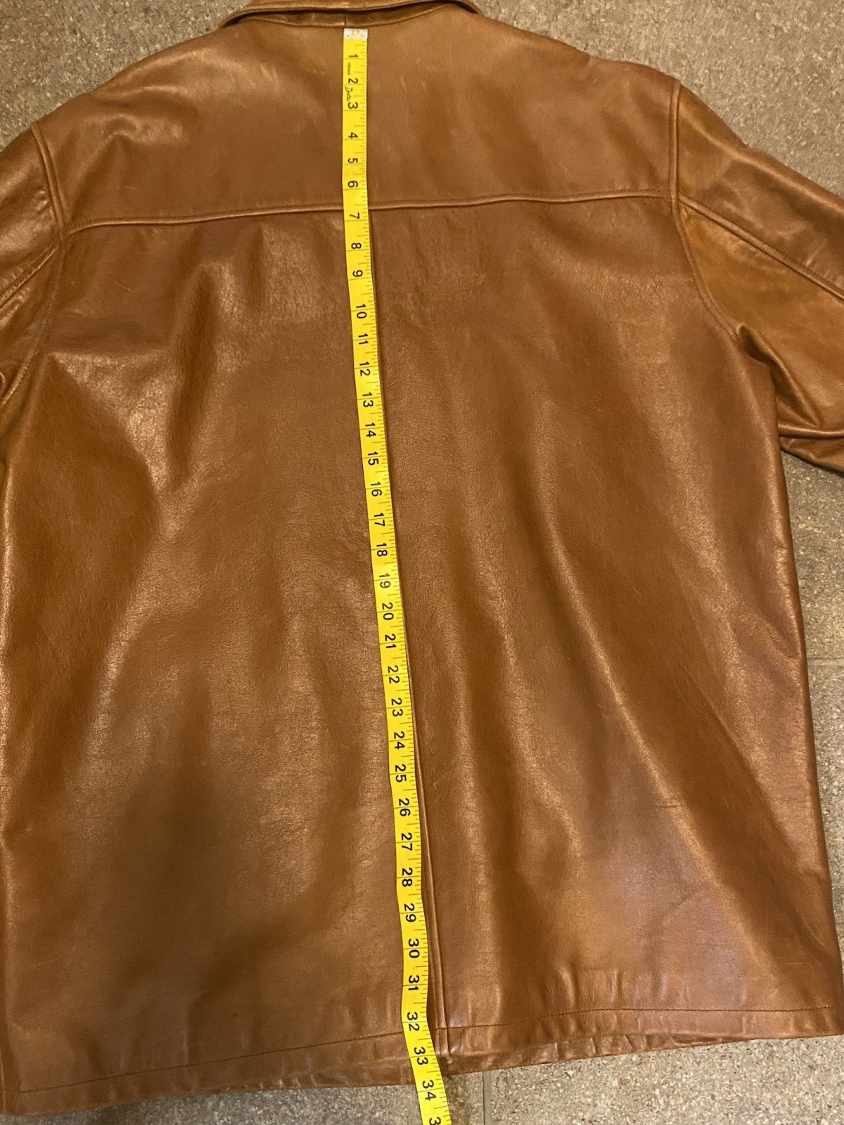 Blue Skyline Men’s Xlarge 100% Leather Jacket Car Coat Carmel Brown