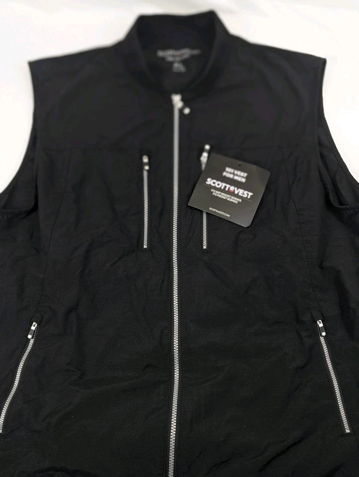 SCOTTeVEST 101 Mens XL Travel Vest 9 Pockets Water Repellent TSA Black Security  - Image 2 of 4