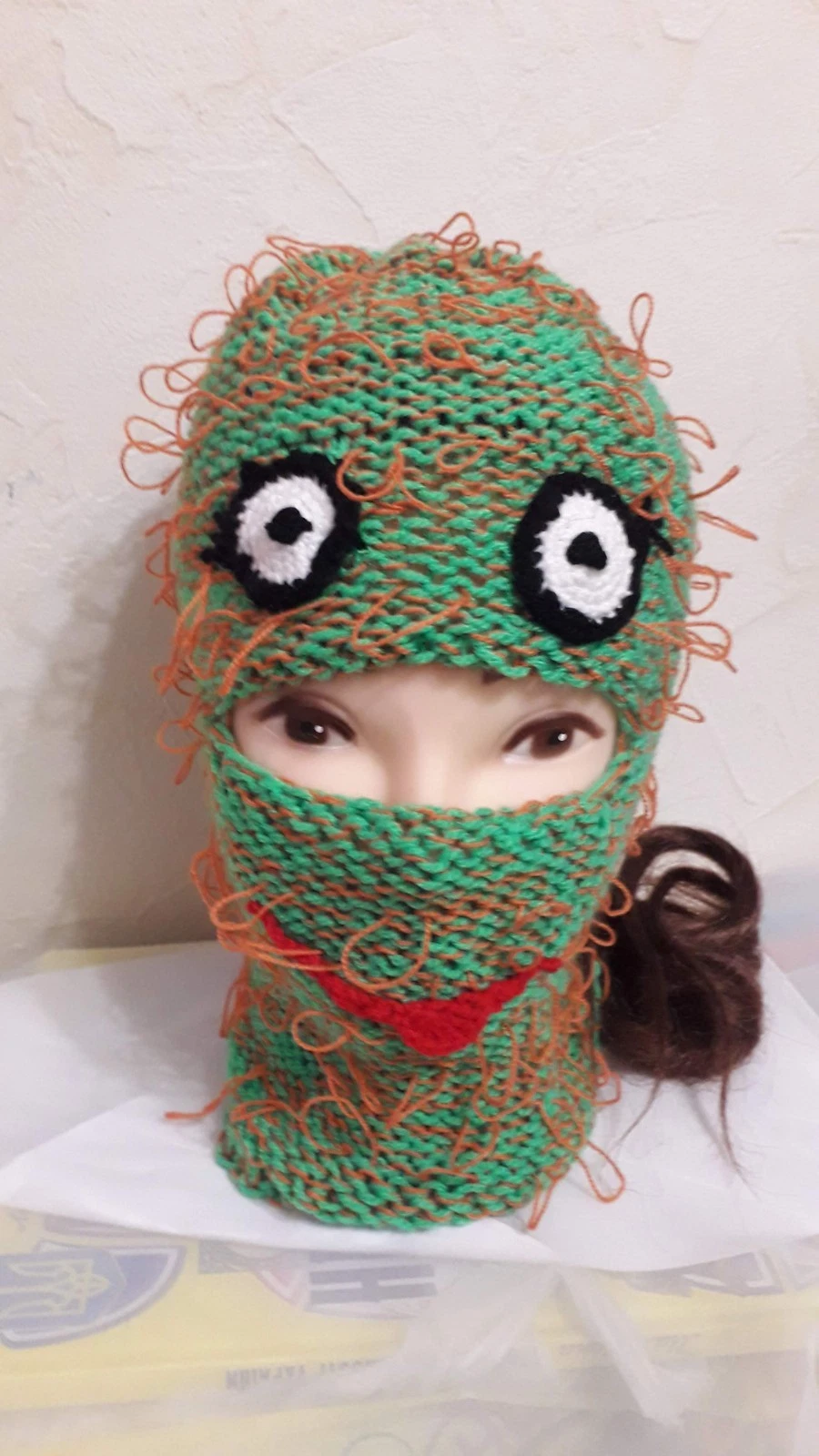 Frog Balaclava Hat – Cute Animal Knit Ski Mask – Handmade Winter Hood
