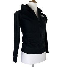 The North Face Full Zip Up Black Fleece Hoodie Jacket With Pockets Girl's Large