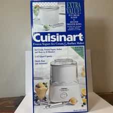 Cuisinart Ice Cream Sorbet Frozen Yogurt  Maker CIM-20SA1 Bonus Freezer Bowl NEW