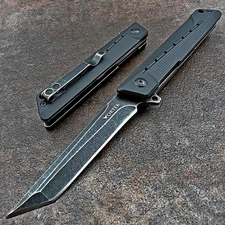 VORTEK TANGO Black Tanto Blade Ball Bearing Flipper EDC Folding Pocket Knife
