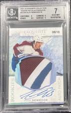 2021-22 Exquisite Collection Alex Newhook Rookie Patch Auto /18 BGS 7