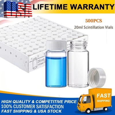 500pcs 20ml Scintillation Vials Borosilicate Glass Sample Vials Counting Vial  ﻿