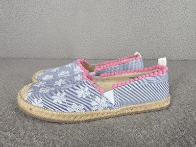 Gap Girls Espadrilles Shoes Size 13 Summer Blue White Pink Slip On Casual Eyelet