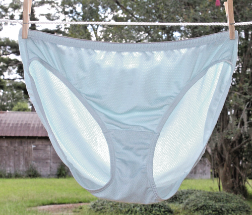 VINTAGE FRUIT OF TH LOOM BLUE SHINY EXERCISE POLYESTER GRANNY PANTIES SISSY SZ 9 - Picture 4 of 14