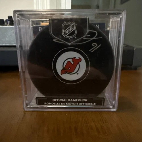 Dawson Mercer autographed signed logo puck NHL New Jersey Devils JSA COA