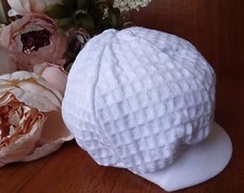 Baby Summer Hat Cap Boys White Waffle Poke 100 Cotton Made in UK Newborn 0 3 6m