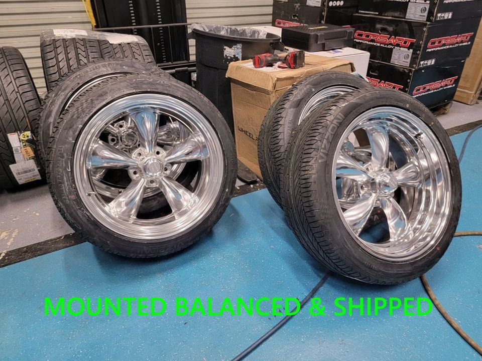 20" STAGGERED AMERICAN RACING TORQ THRUST WHEELS RIMS w/TIRES CHEVY C10