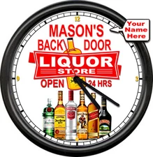 Personalized Your Name Liquor Store Bar Tavern Man Cave Alcohol Sign Wall Clock