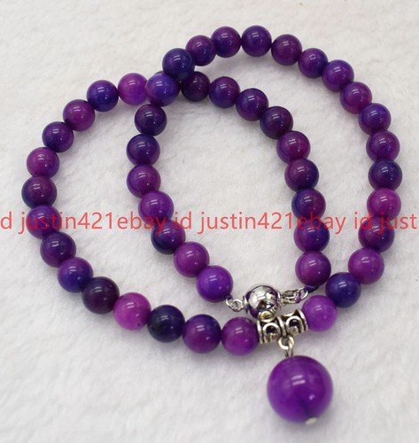 8mm Beautiful Natural Multicolor Gemstone Round Beads Pendant Necklace 18" AAA - Picture 59 of 62