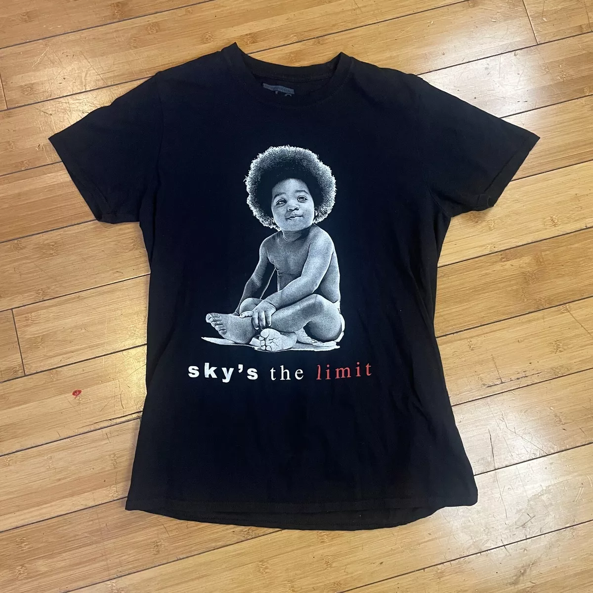 Bad Boy The Notorious BIG Sky's the Limit Rap Tee Woman Black T Shirt Sz M
