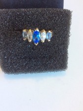 925 Sterling Silver Blue Stones Ring Size 7