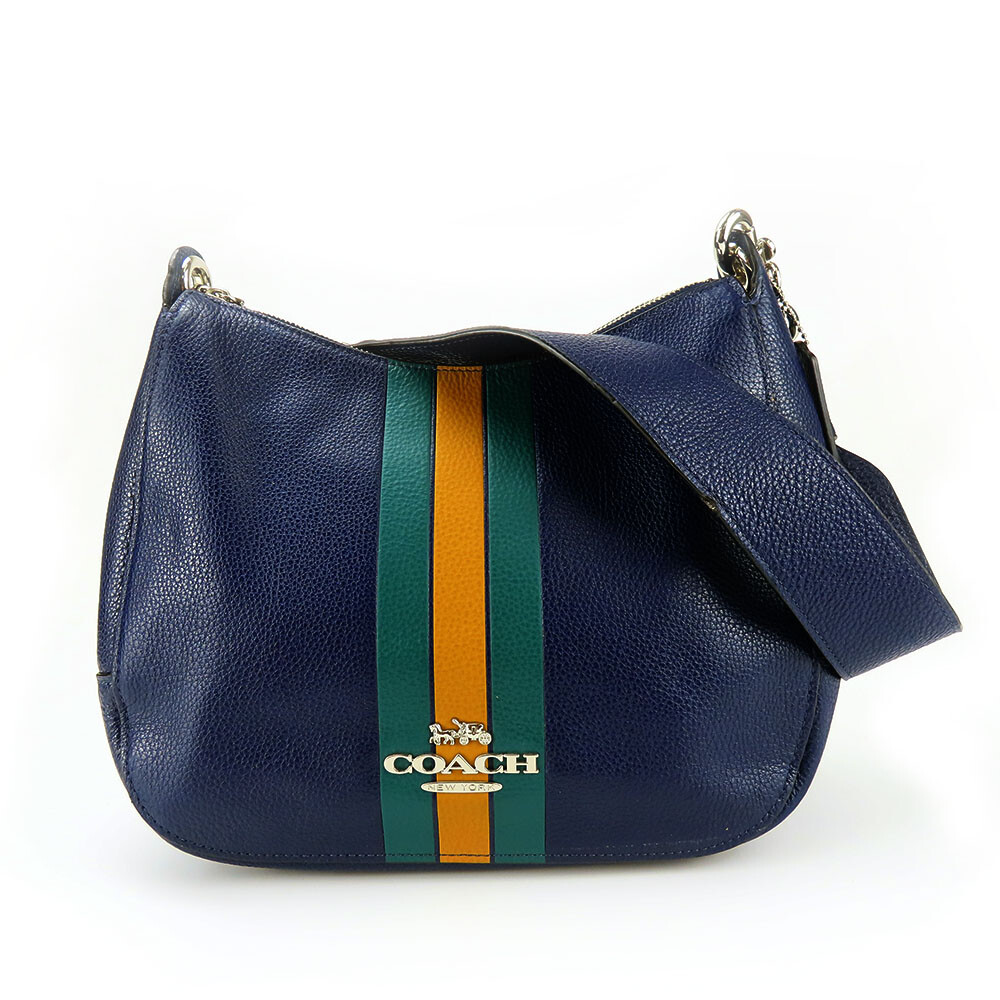 Coach Shoulder Bag F80643 Leather Navy r4_1009