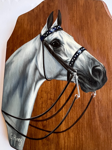 G. Hines Signed Horse Painting Gray Bridle Equine Portrait Original - Picture 12 of 12