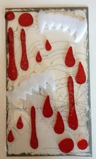 Creepy Vampire Teeth with Bloody Gel Self Stick Window Halloween Decor