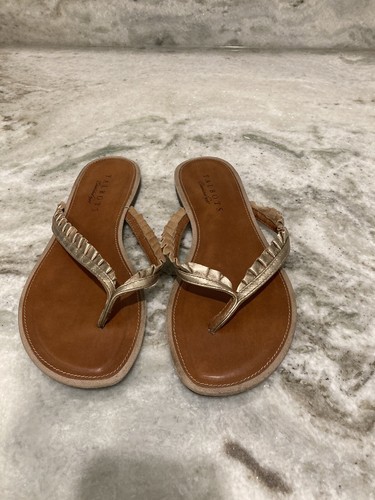 Women's Flip Flop Style Flat Gold Leather Sandals | eBay