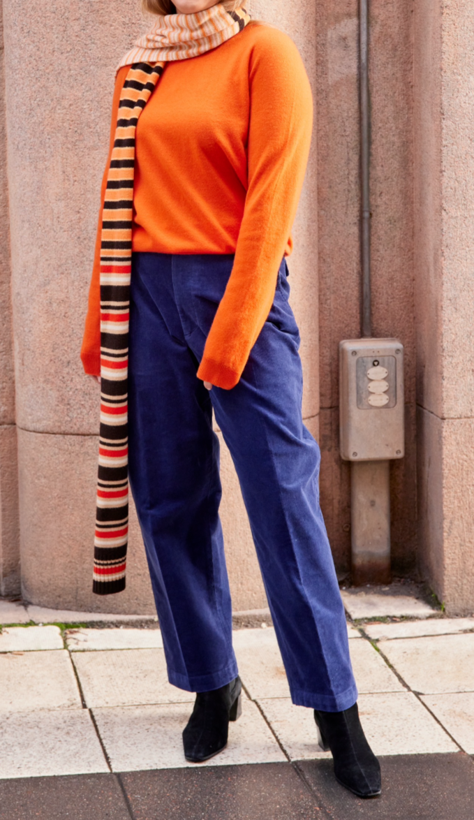 MARNI x Uniqlo Women Corduroy Wide-Fit Pleated Pants Blue M