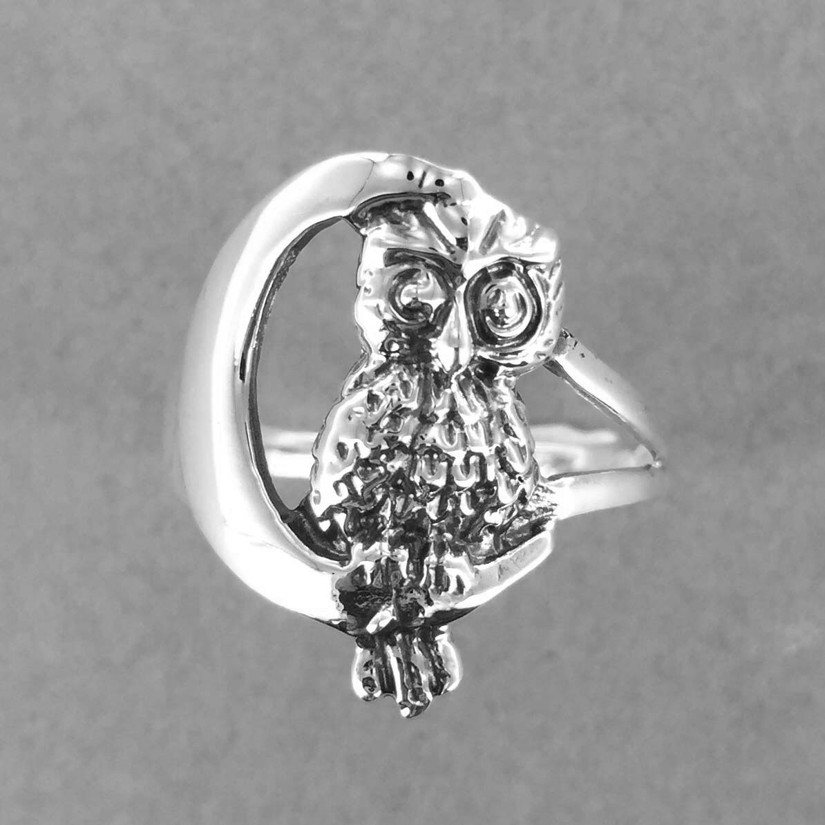 Sterling Silver Owl on Moon Ring Sterling Silver Owl on Moon Ring