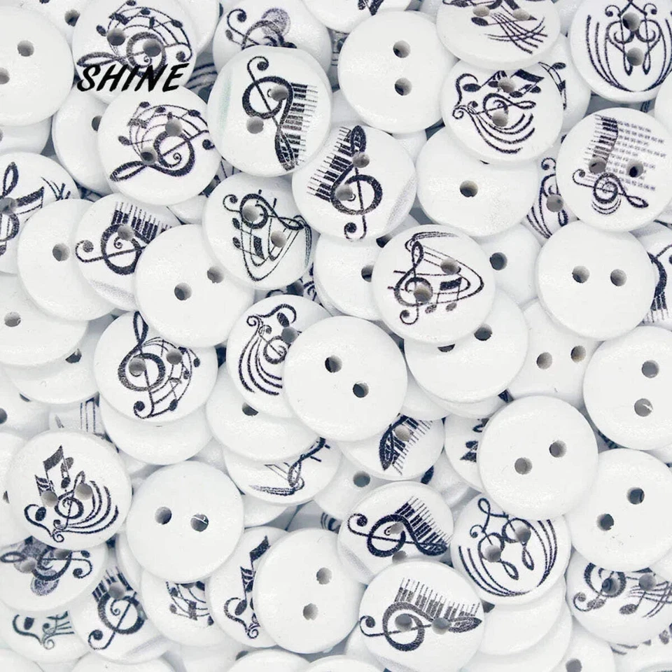 Wooden Buttons Musical Instruments 15mm DIY Craft Scrapbooking Sewing 50pcs - Image 2 of 2
