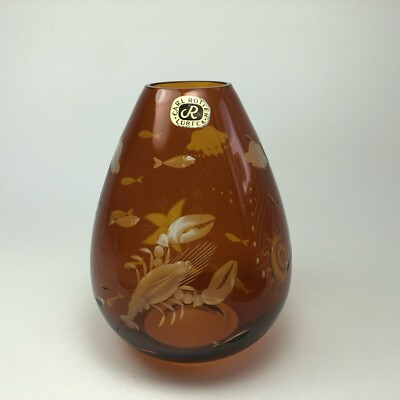 Carl Rotter Lübeck Vase Sealife Meerestiere Hummer Qualle Bernstein 15 cm